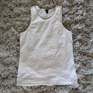 J Crew Faux-leather Scalloped Trim Tank Top White